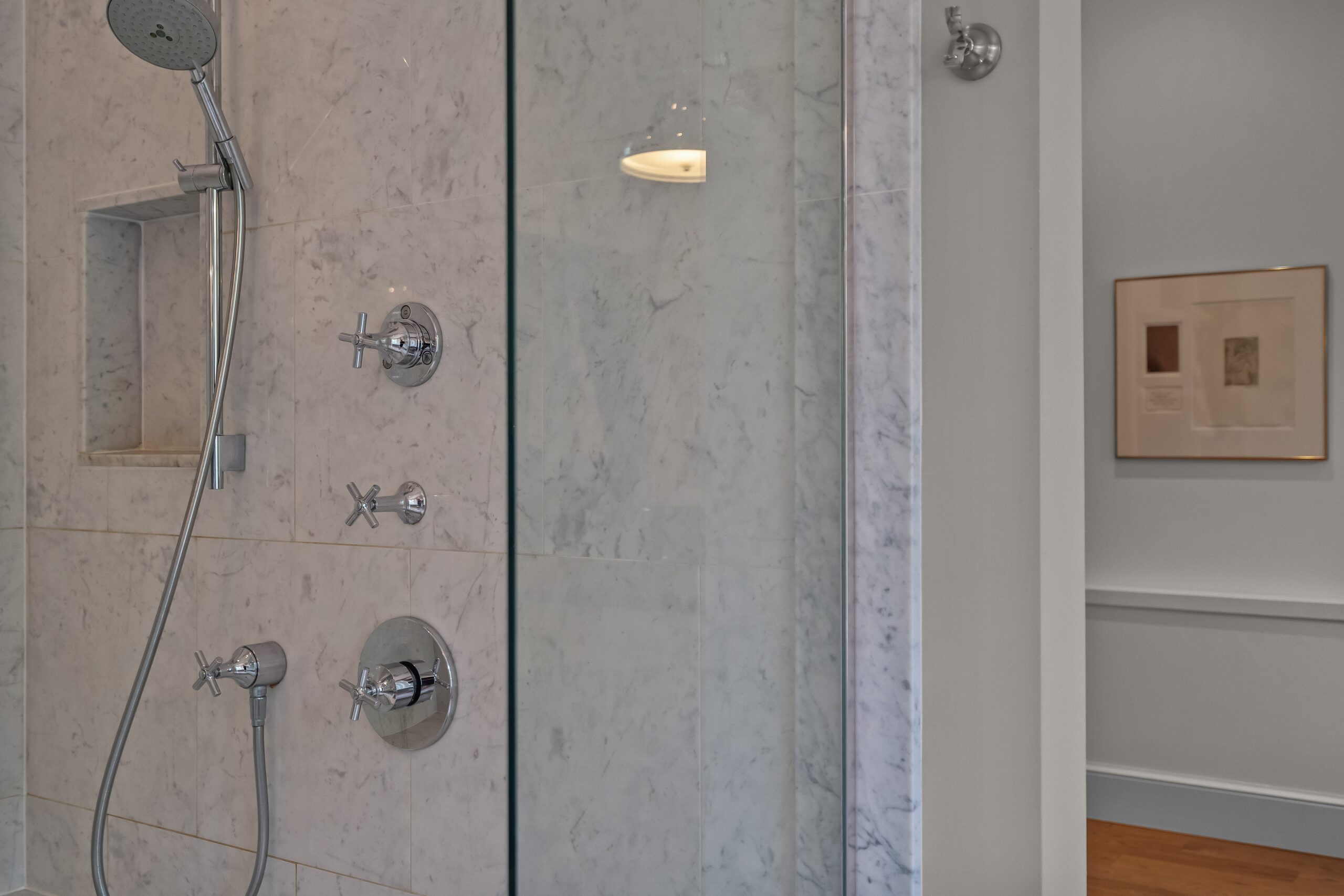 Marble and ceramic shower