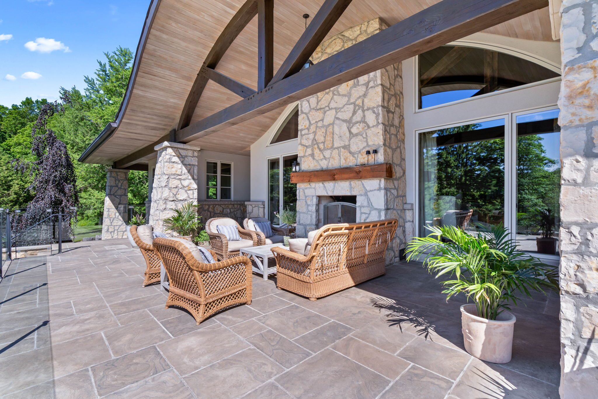 Terrace seating & fireplace